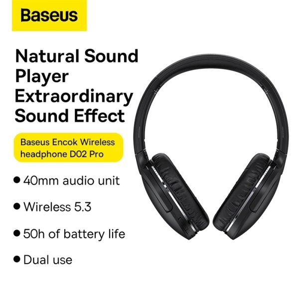 BASEUS Casque sans fil D02 Pro Noir-NGTD010301