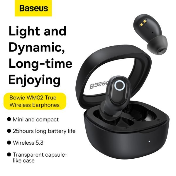 BASEUS Écouteurs sans fil Bowie WM02 - Autonomie de 25 heures, BT5.3, Charge rapide- NGTW180101