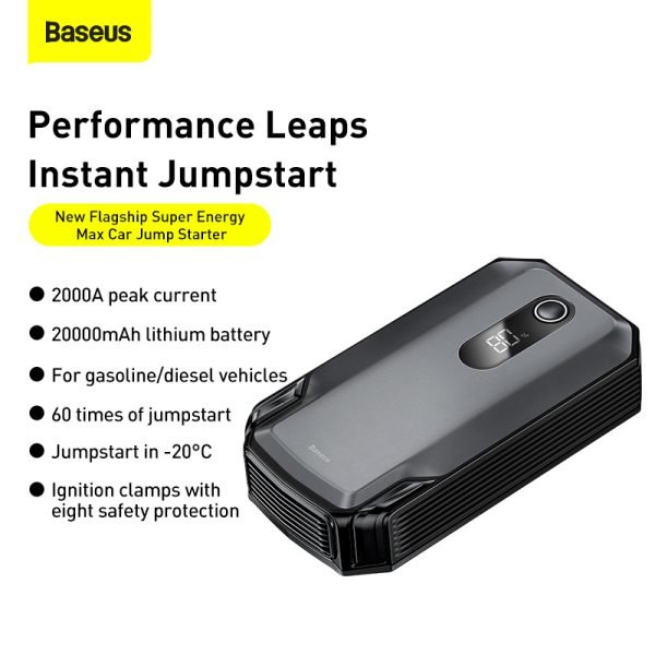Démarreur de voiture 20000mAh 50 Fois Super Énergie Max avec fonction de démarrage 12V 8.0L 4.0L (CGNL020001)