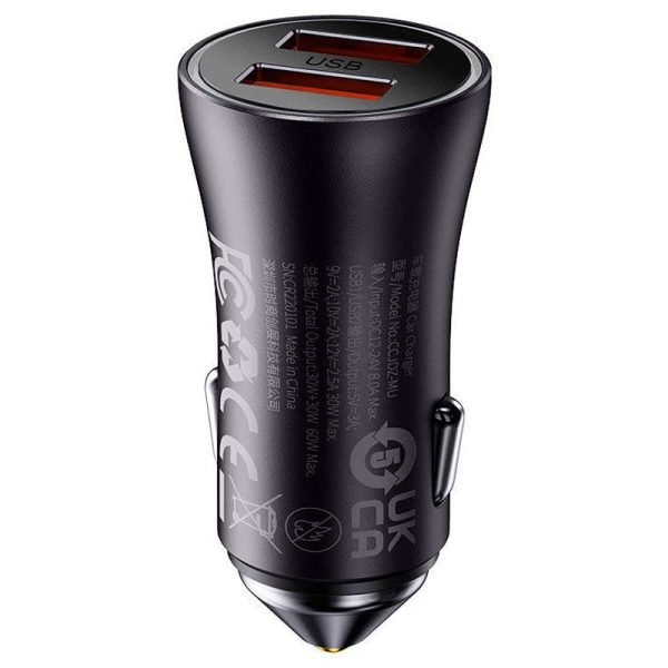 Baseus Chargeur de voitureContactor Max, 2x USB, 60W -gris- CGJM000013