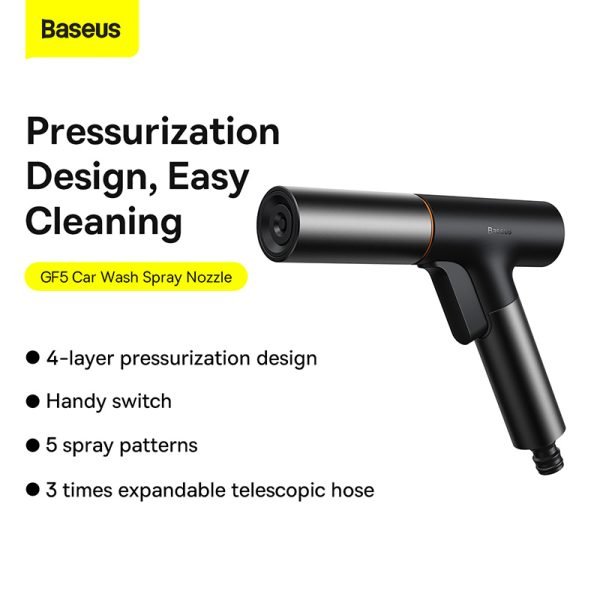 Baseus Pistolet de Nettoyage pour Voiture / Tuyau 30m CAR WASH SPRAY BLACK-CPGF000201