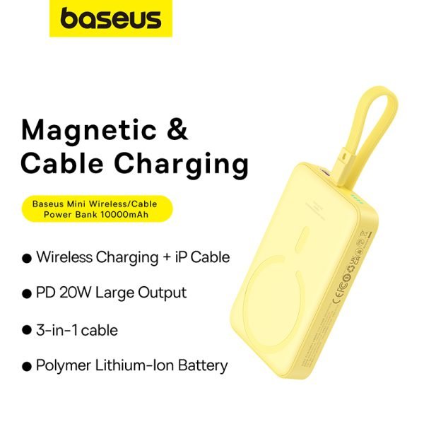 Baseus Magnetic Mini Wireless Fast Charge Power Bank iP Edition 10000mAh 20W - Jaune - P10022109Y23-00